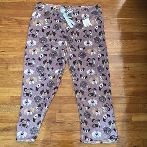 NYC UNDERGROUND Purple Animal Print dog puppy fleece plus size 1X Pajama Pants